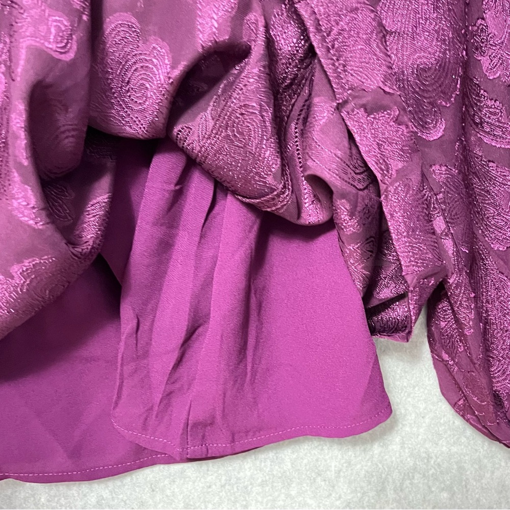Mason & Belle Purple Satin Brocade Blouse Size XL NWT Square Neckline Romantic - Picture 5 of 12